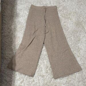 Aerie women’s waffle Knit Wide-Leg Pants in Tan